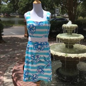 Lilly Pulitzer Blue and White Floral Midi Dress